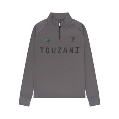 Touzani Platinum Trainingstrui 1/4-Zip Kids Donkergrijs Zwart Groen