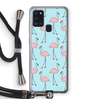 Anything Flamingoes: Samsung Galaxy A21s Transparant Hoesje met koord