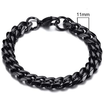 Stalen heren armband LGT JWLS Gourmet schakel Zwart 11mm-23cm