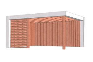 Tijdelijk 15% korting | Buitenverblijf Verona 510x400 cm - Plat dak model links - Combinatie 1- Plat dak- Onbehandeld lariks Douglas hout- Trendhout