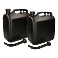 Jerrycan / benzinetank brandstof - 2x - 20 liter - zwart met trechter - thumbnail