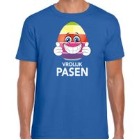 Paasei met duimen omhoog vrolijk Pasen t-shirt blauw voor heren - Paas kleding / outfit - thumbnail