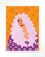 Urban Cotton Wandkleed 'Retro Girly' 110 x 145cm in Floating Frame - off white