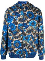 Moschino floral-print hooded jacket - Bleu