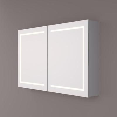 HIPP Design spiegelkast - LED Baan Rondom - 120 x 70 x 14 cm - Spiegelverwarming - 2x Geaard Stopcontact - Verstelbare Glazen Planchetten