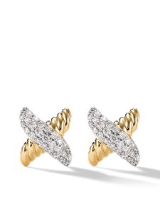 David Yurman puces d'oreilles Petite X en or 18ct serties de diamants