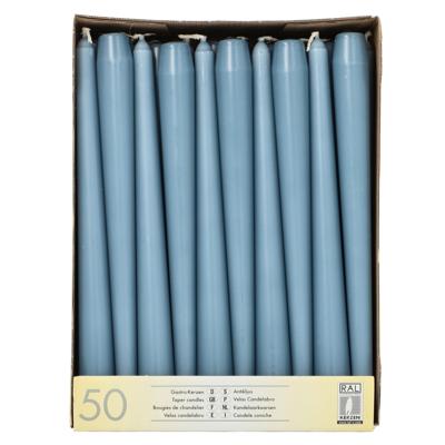 Dinerkaarsen - Mega pack - 50x st - ijsblauw - 25 cm - Gotisch - kandelaarkaarsen