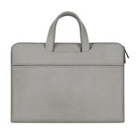 ST06 waterdichte PU lederen rits verborgen draagbare riem One-schouder handtas voor 15 6 inch laptops met koffer gordel (lichtgrijs)