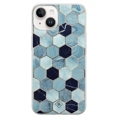 iPhone 14 siliconen hoesje - Blue cubes