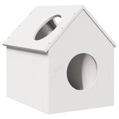 Kattenhuis 41x50x50 cm massief grenenhout wit
