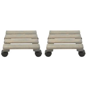 Esschert Design Plantentrolley - 2x - hout - 28 cm - tot 100 kg - trolley voor kamerplanten