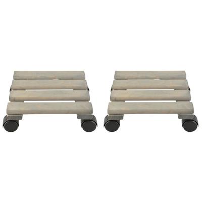 Esschert Design Plantentrolley - 2x - hout - 28 cm - tot 100 kg - trolley voor kamerplanten
