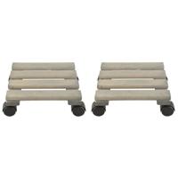 Esschert Design Plantentrolley - 2x - hout - 28 cm - tot 100 kg - trolley voor kamerplanten