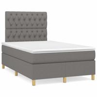 Boxspring met matras en LED stof donkergrijs 120x190 cm