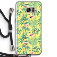 Flamingo party: Samsung Galaxy S7 Edge Transparant Hoesje met koord