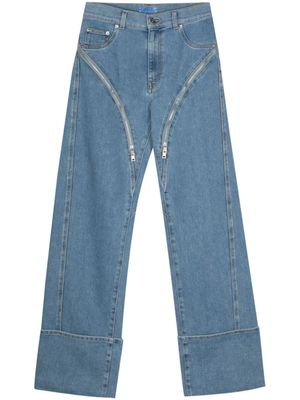 Mugler jean ample à fermeture zippée - Bleu