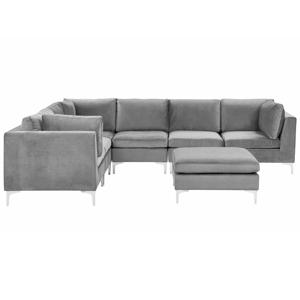 Beliani EVJA - Modulaire Sofa-Grijs-Fluweel