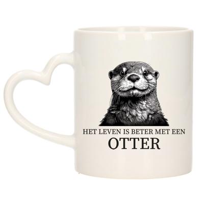 Cadeau mok voor de familie Otter - het leven is beter met - hart oor - keramiek - 300 ml