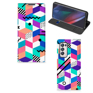 OPPO Find X3 Neo Stand Case Blokken Kleurrijk