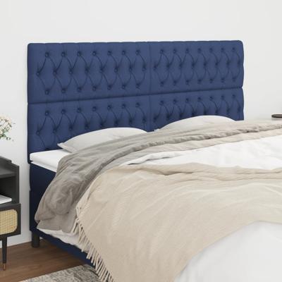 Hoofdborden 4 st 100x7x78/88 cm stof blauw
