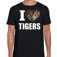 I love tigers t-shirt met dieren foto van een tijger zwart voor heren 2XL  -