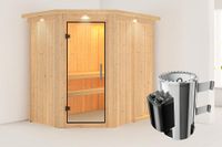 Karibu | Saja Sauna met Dakkraag | Helderglas Deur | Kachel 3,6 kW Geïntegreerde Bediening - thumbnail