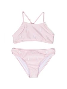 POLO RALPH LAUREN KIDS bikini à logo brodé en all over - Rose