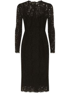 Dolce & Gabbana robe mi-longue en dentelle à manches longues - Noir