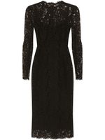 Dolce & Gabbana robe mi-longue en dentelle à manches longues - Noir