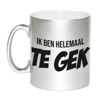 Ik ben helemaal te gek mok / beker zilver cadeau collega 330 ml