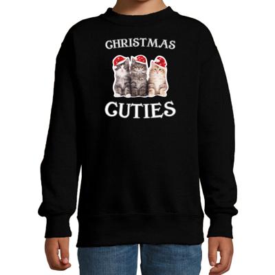 Katten Kittens Kersttrui sweater - Christmas cuties - zwart - voor kinderen - Kerstkleding Katten Kittens Kersttrui sweater - Christmas cuties - zwart - voor kinderen - Kerstkleding
