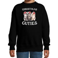 Katten Kittens Kersttrui sweater - Christmas cuties - zwart - voor kinderen - Kerstkleding