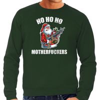 Hohoho motherfuckers foute Kerstsweater / Kersttrui groen voor heren - thumbnail