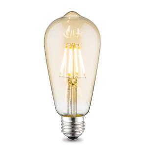 Edison Vintage LED lamp E27 LED filament lichtbron, Deco Drop ST64, 6.4/6.4/14cm, Amber, Retro LED lamp Dimbaar, 6W 660lm 2700K, warm wit licht, geschikt voor E27 fitting