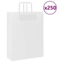 VidaXL Papieren zakken 250 st met hengsels 32x12x42 cm wit