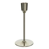 Luxe diner kaarsen staande kandelaar aluminium kleur zilver 15 cm