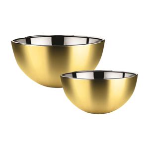 Voedsel serveer schalen set - 4x stuks - metallic goud - RVS - Dia 19/23 cm