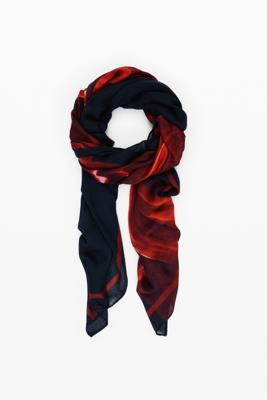 Rechthoekige bloemen sjaal - BLACK - U