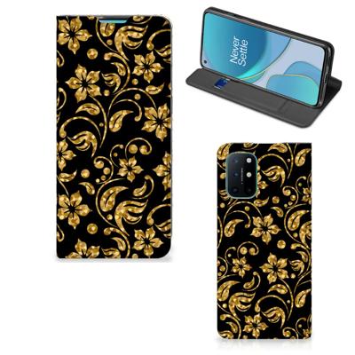 OnePlus 8T Smart Cover Gouden Bloemen OnePlus 8T Smart Cover Gouden Bloemen