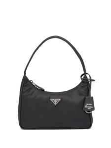 Prada mini sac à plaque logo - Noir