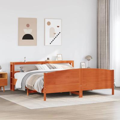 Bedframe zonder matras massief grenenhout wasbruin 180x200 cm