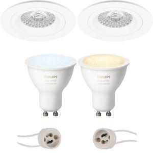 Pragmi Rodos Pro - Inbouw Rond - Mat Wit - Ø93mm - Philips Hue - LED Spot Set GU10 - White Ambiance - Bluetooth