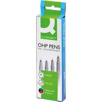Q-CONNECT OHP marker, non permanent, fijn, set van 4 stuks in geassorteerde kleuren - thumbnail