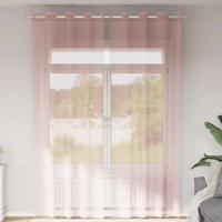 Gordijnen voile met doorvoertules 2 st 140x300 cm roze