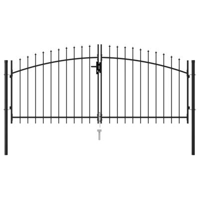 Poort met puntige bovenkant dubbel 3x1,25 m staal zwart