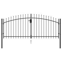 Poort met puntige bovenkant dubbel 3x1,25 m staal zwart