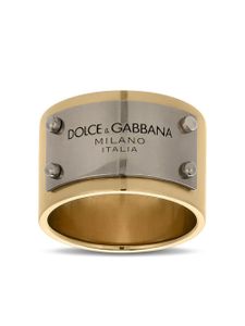 Dolce & Gabbana bague à plaque logo - Or