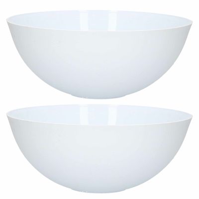 Forte Plastics - 2x - Serveerschaal/saladeschaal - D25 cm - kunststof - mat wit - 2,5 liter