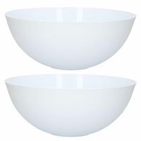 Forte Plastics - 2x - Serveerschaal/saladeschaal - D25 cm - kunststof - mat wit - 2,5 liter