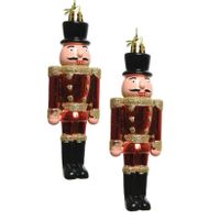 2x Kerstboomhangers notenkrakers poppetjes/soldaten rood 9 cm